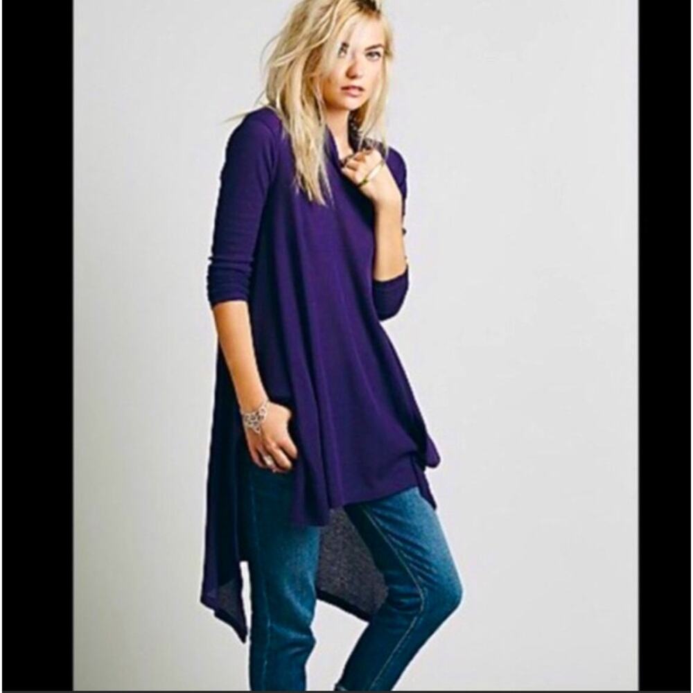 FREE PEOPLE Wonder Woman Long Sleeve Thermal Mock Neck Asymmetrical Tunic Top